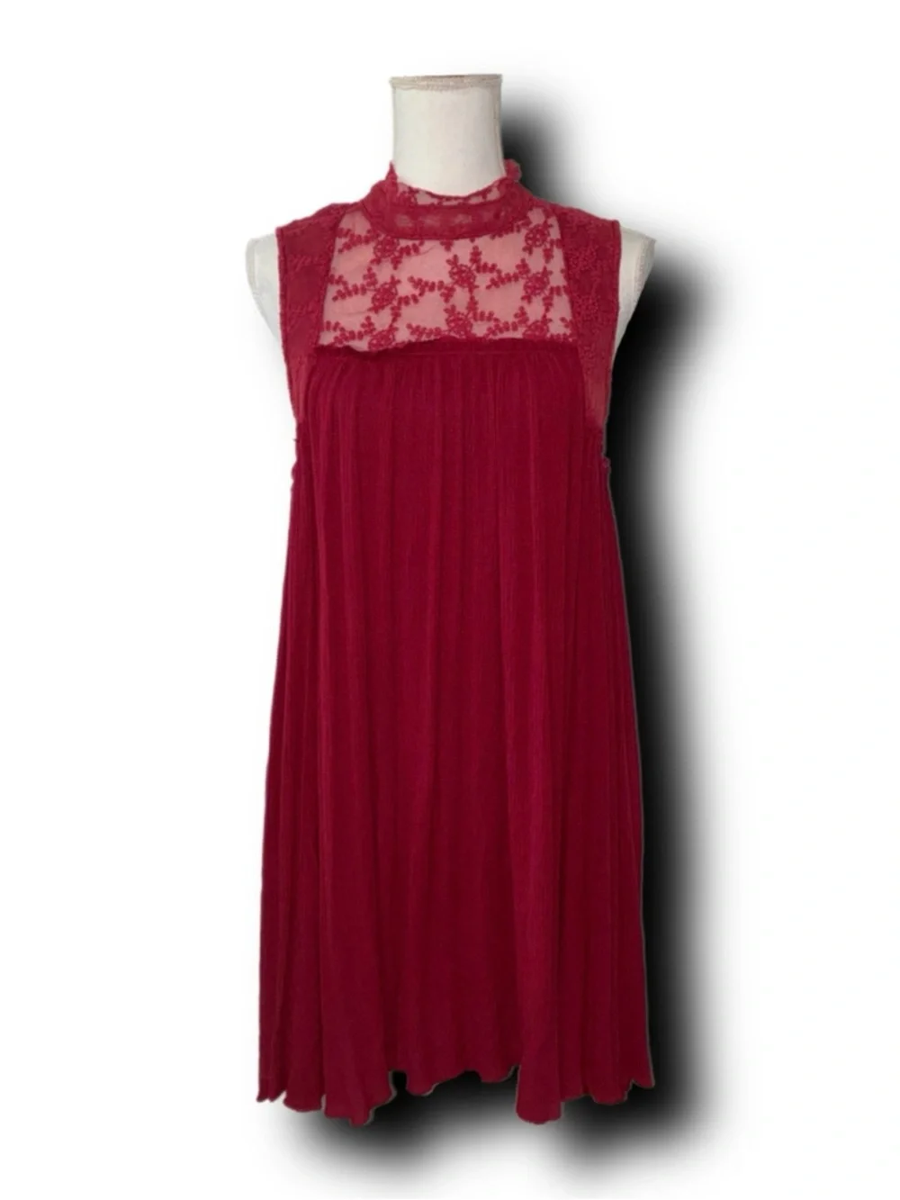 Anthropologie x Anama Red Lace Boho Yoke Swing Tank Dress Whimsigoth